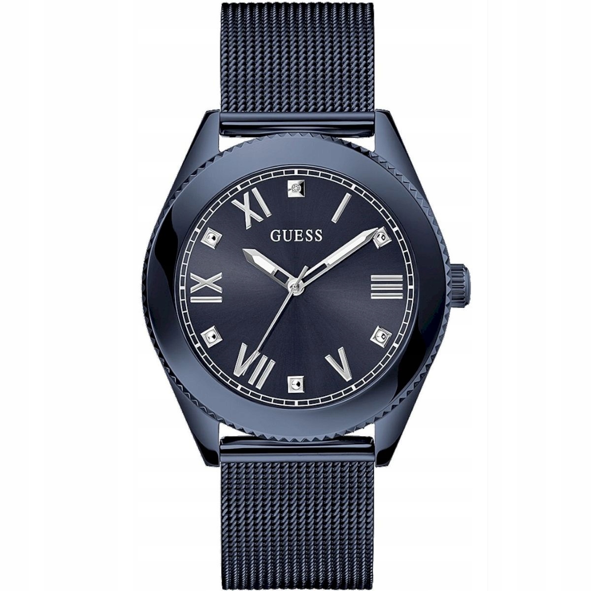 Tmavě modré hodinky Guess Noble s modrým ciferníkem GW0495G3