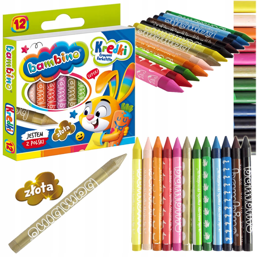 KREDKI ŚWIECOWE BAMBINO 12 SZT Bohater brak