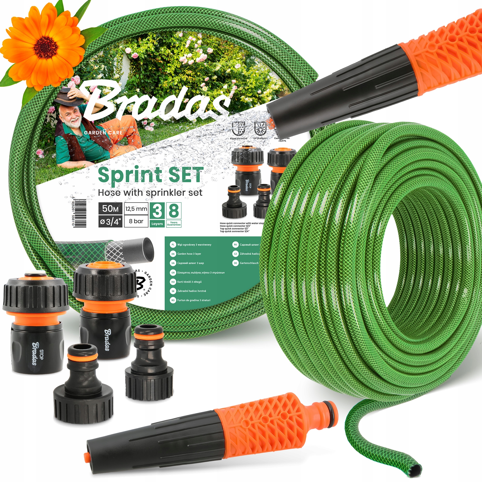 Záhradná Hadica 3/4 Vody Zvinovacia 50 m Zalievanie Elastický Šlauf 3-VRSTVOVÝ Yo