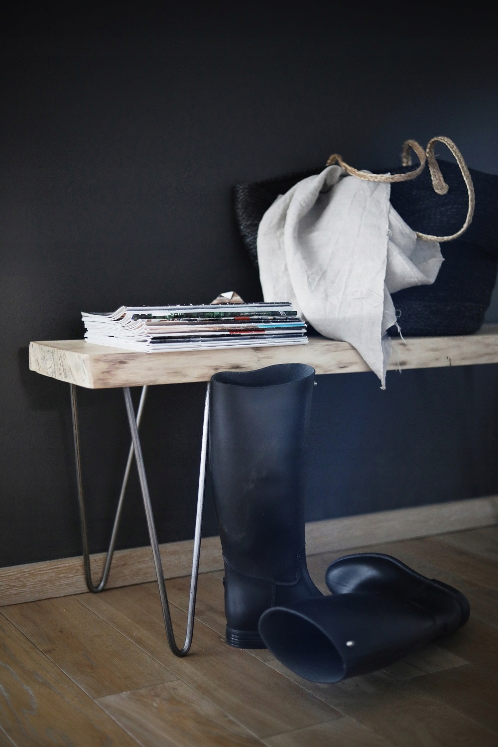 Konsola, Ława z Metalowymi, Stalowymi, Nogami,