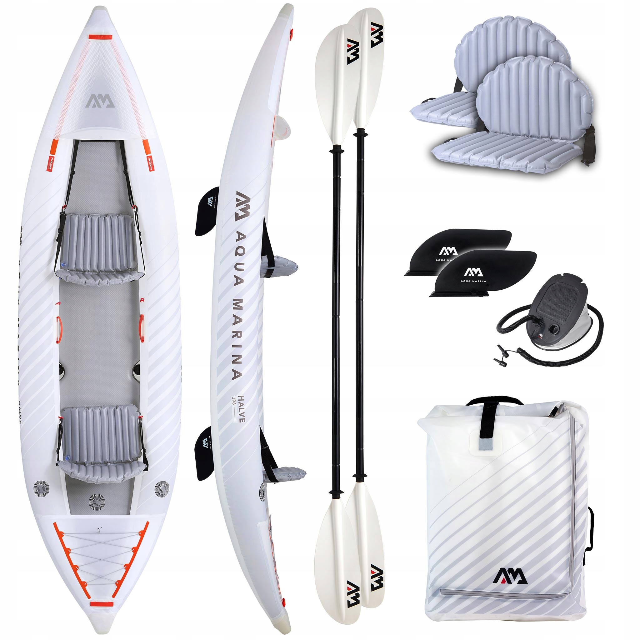 Kajak pompowany Aqua Marina Halve 13'1" 398 x 98 CM 180 Kg 2-os 2 x KP-1