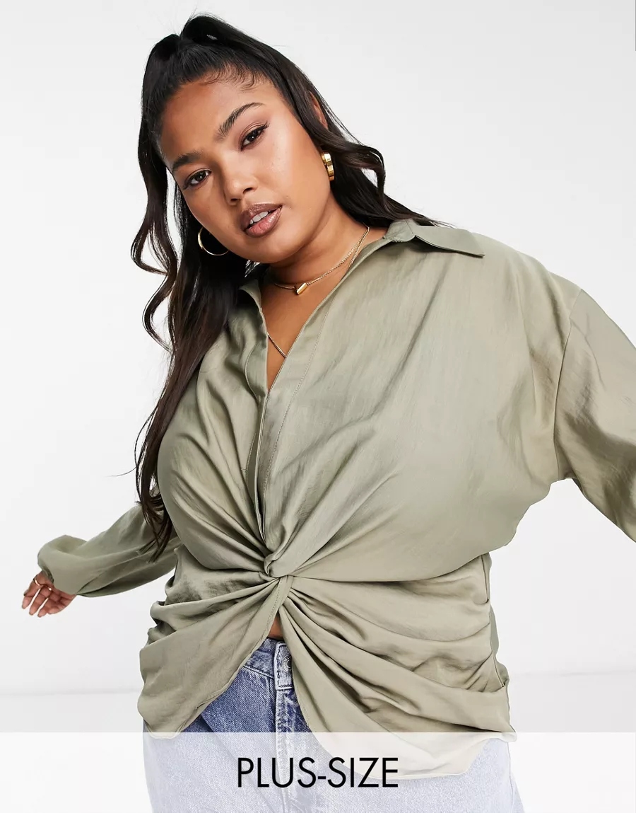 KOSZULA DAMSKA KHAKI PLUS SIZE CASUAL 48 VAL Płeć kobieta
