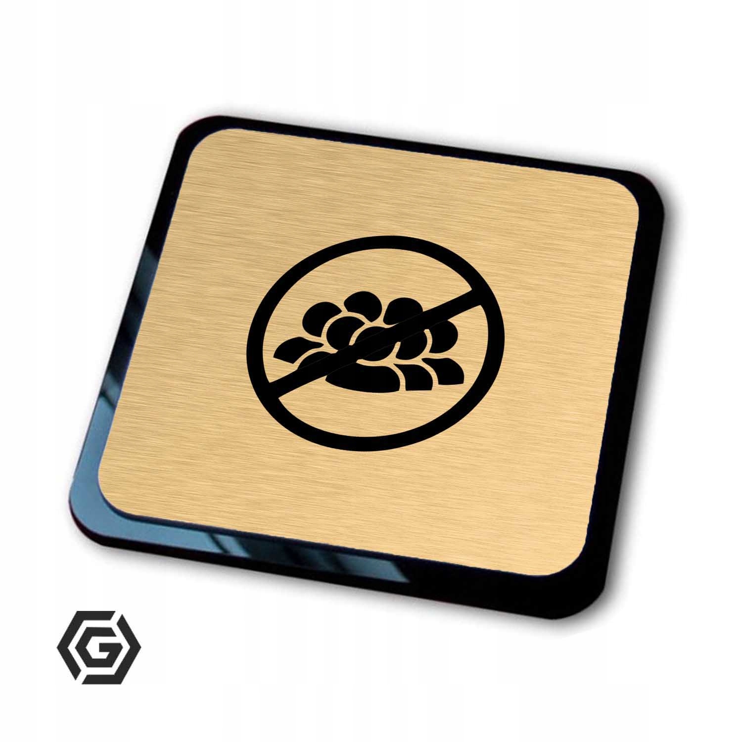 Złota tabliczka informacyjna zachowaj dystans 3 Szerokość produktu 10 cm