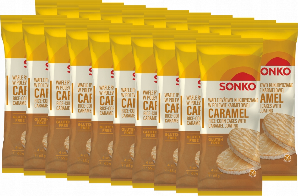 Sonko Wafle ryżowo-kukurydziane w polewie karmelowej 65 g x20
