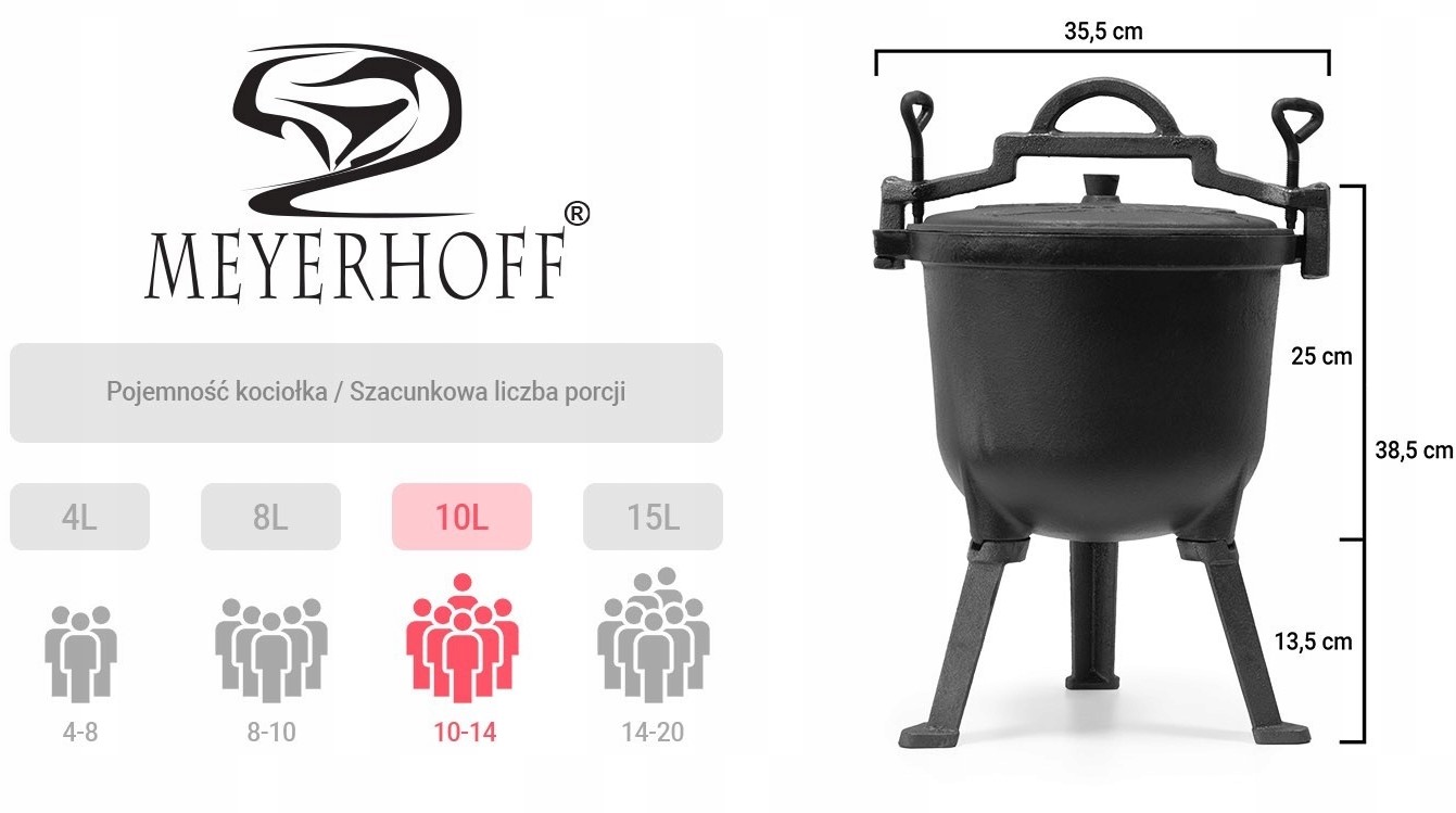 KOCIOŁEK ŻELIWNY EMALIOWANY GARNEK MYŚLIWSKI 10L Informacje dodatkowe powłoka emaliowana