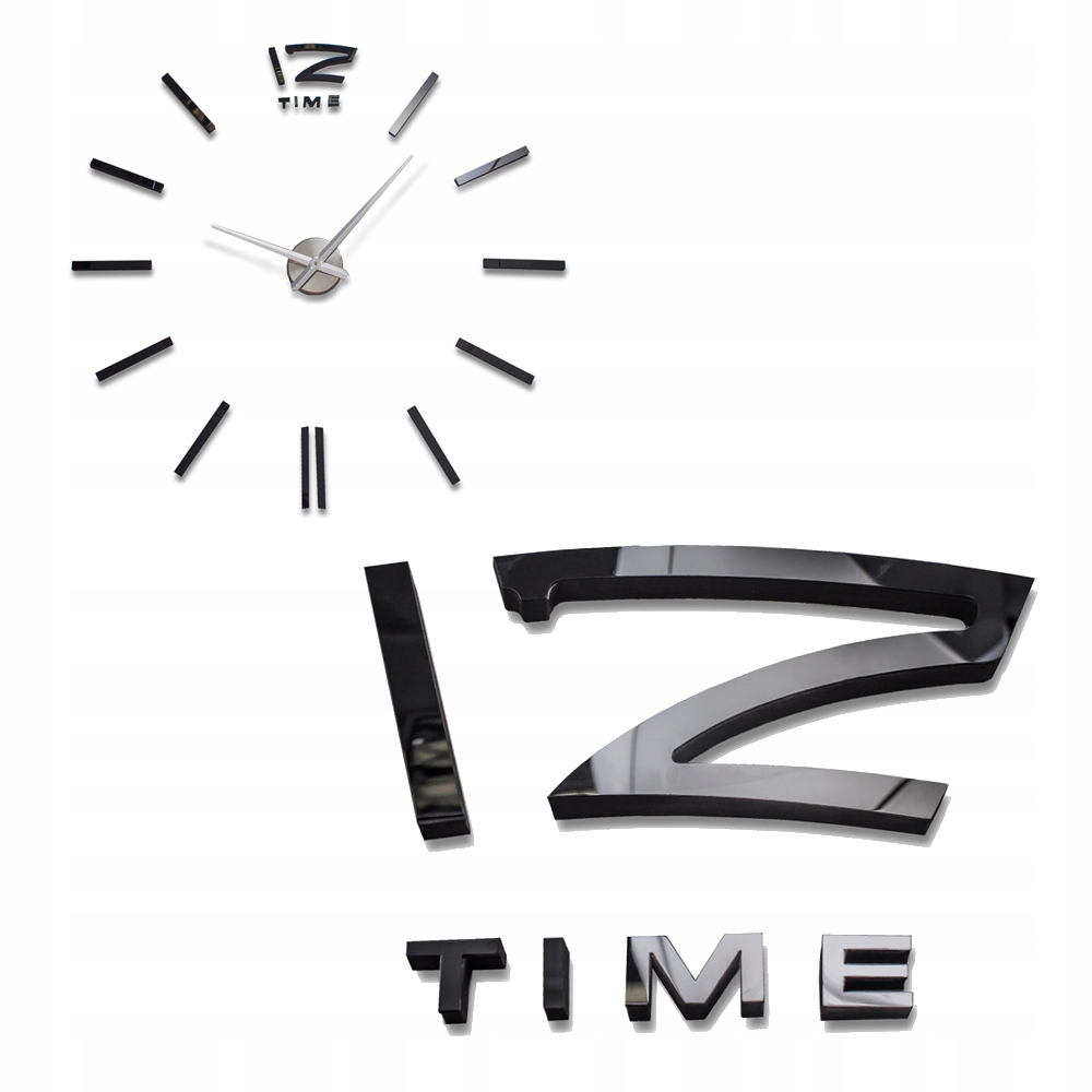 

Zegar na ścianę czarny przyklejany glamour 80 cm