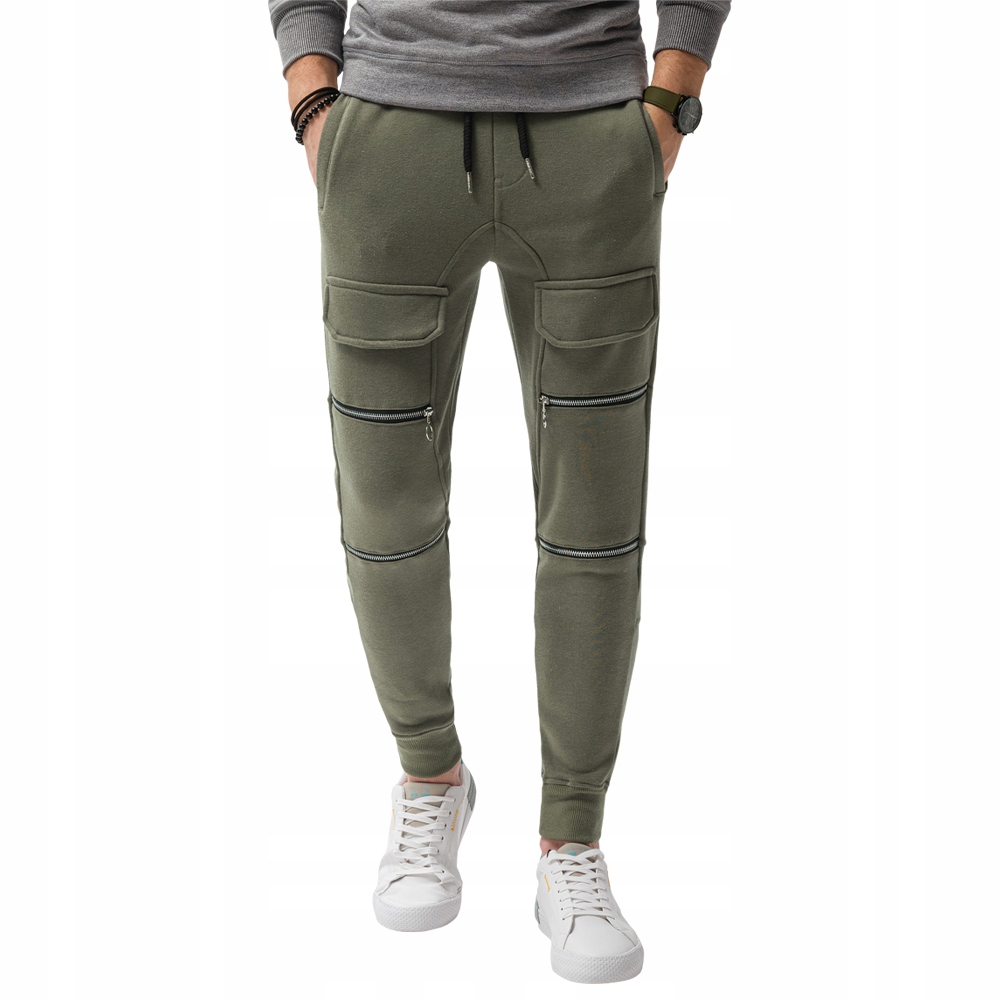 

Spodnie męskie dresowe joggery P901 khaki L