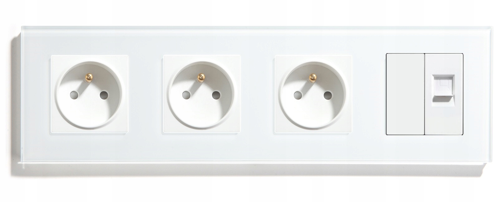 Elektrická Zásuvka Skleněná Čtyřnásobná S Internetovým Konektorem RJ45