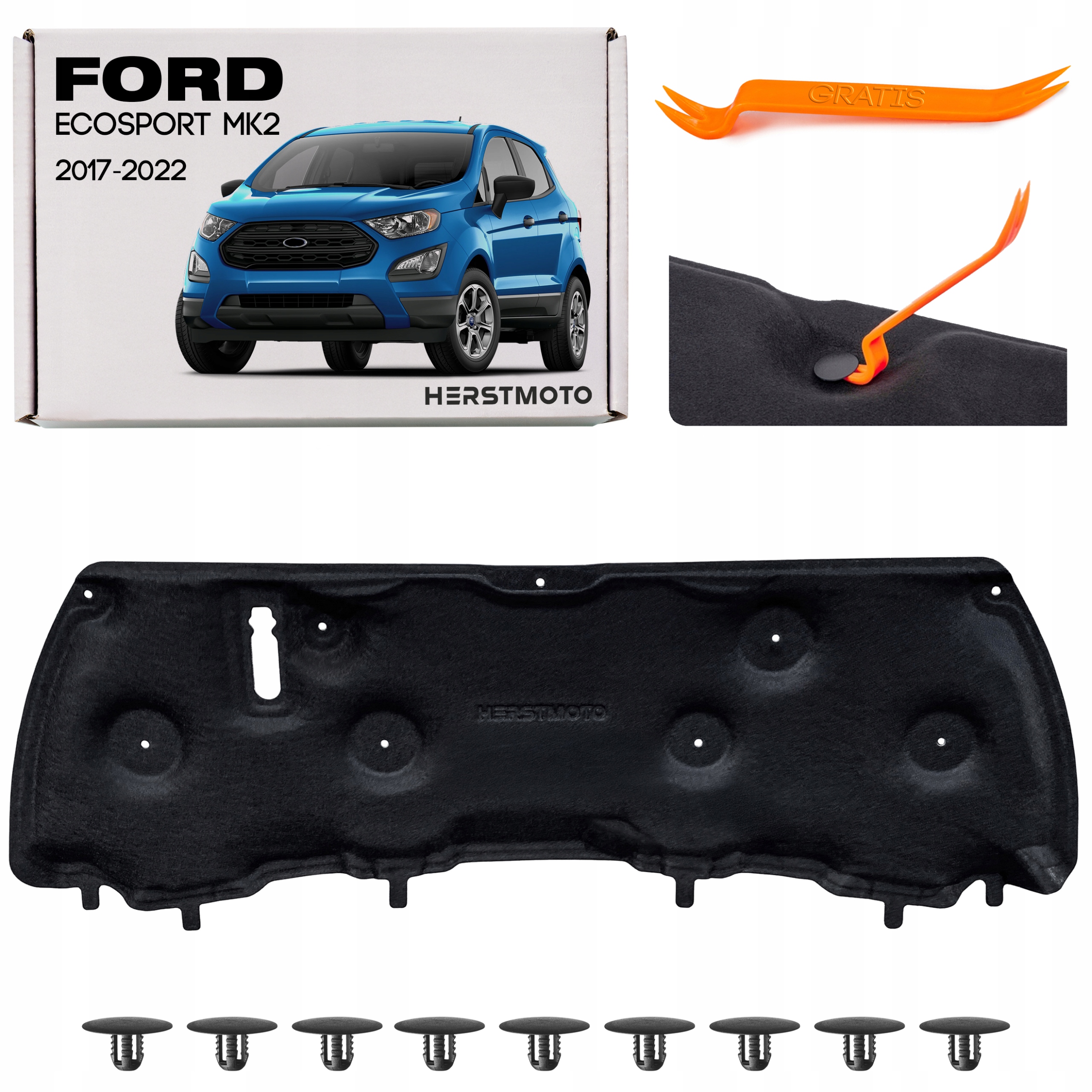 Ford Ecosport MK2 II 2017-2022 Lift Ztlumení Masky GN15N16746BB Sponky