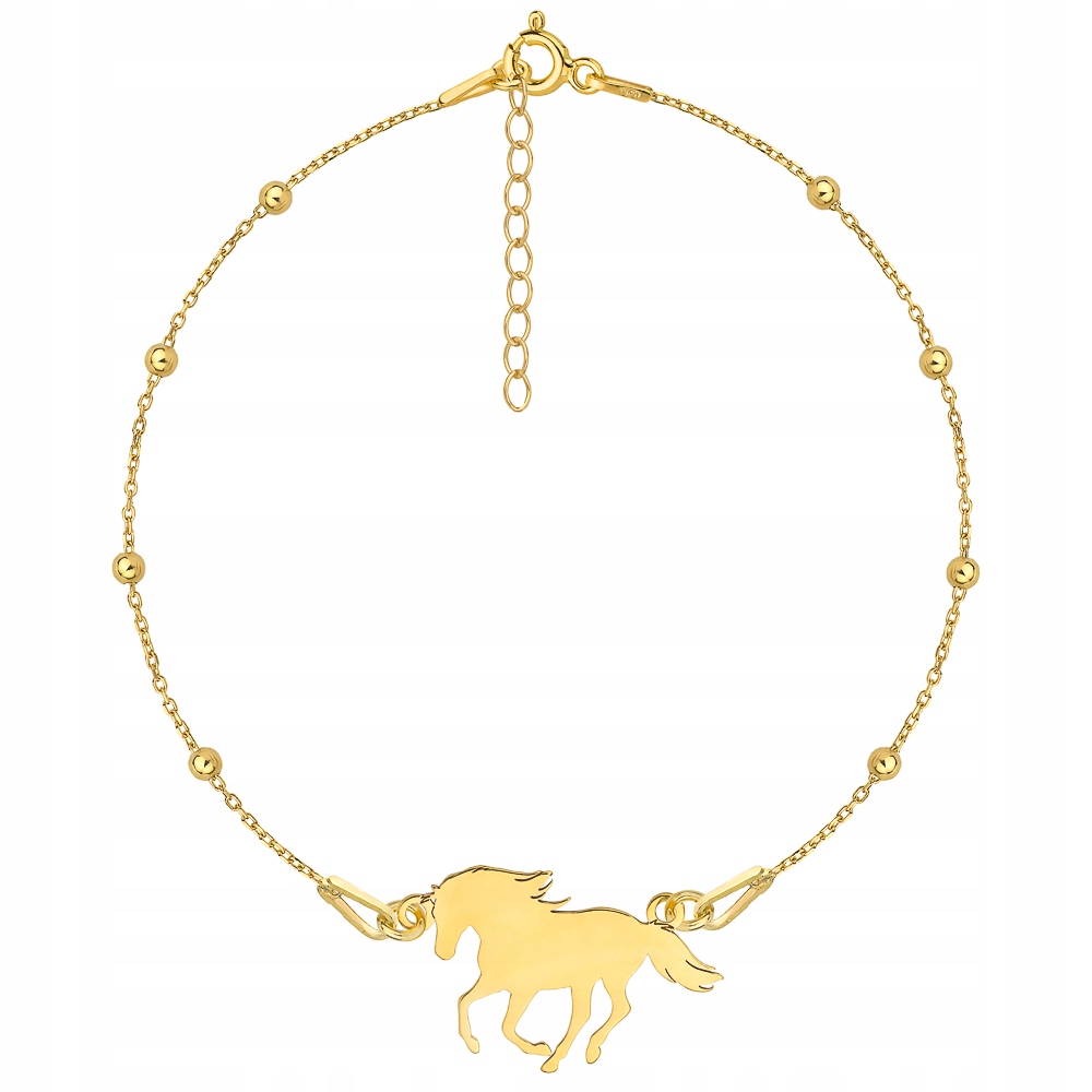 Zlatý kuličkový náramek s koněm Sr 925