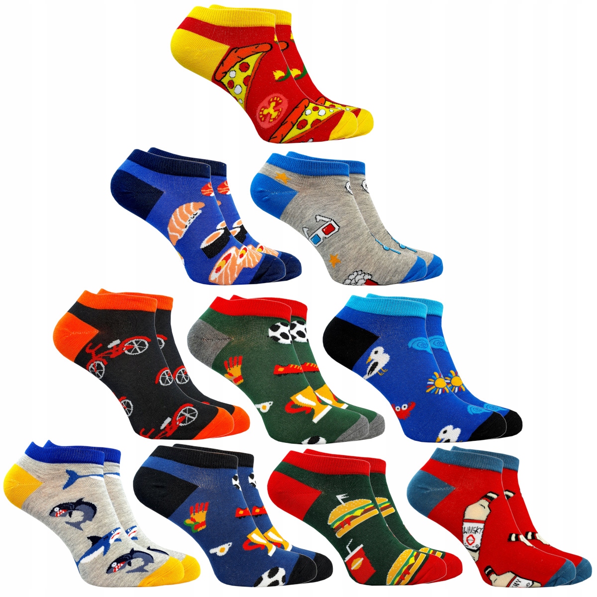 

10xKOLOROWE Stopki Męskie Skarpety Bawełna