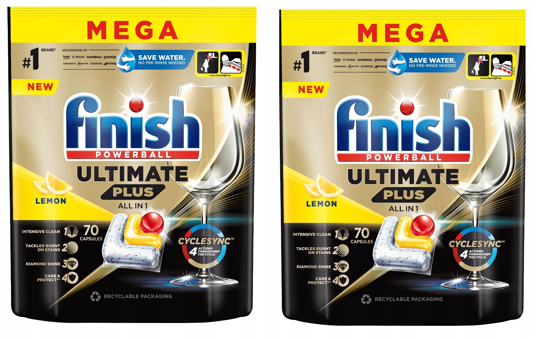 Finish Kapsułki do zmywarki Ultimate tabletki lemon 140szt Kostki Połysk