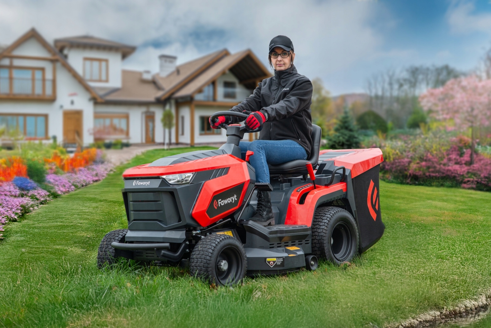 TRAKTOR OGRODOWY Spalinowy 17kM FAWORYT TR92HVE Dwucylindrowy Wysyłka 24h Kosz z koszem