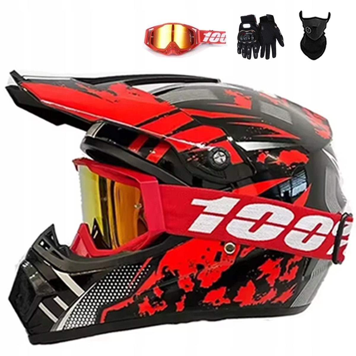 Motocyklová Přilba Lehká Enduro Quada Brýle Rukavice Maska XL