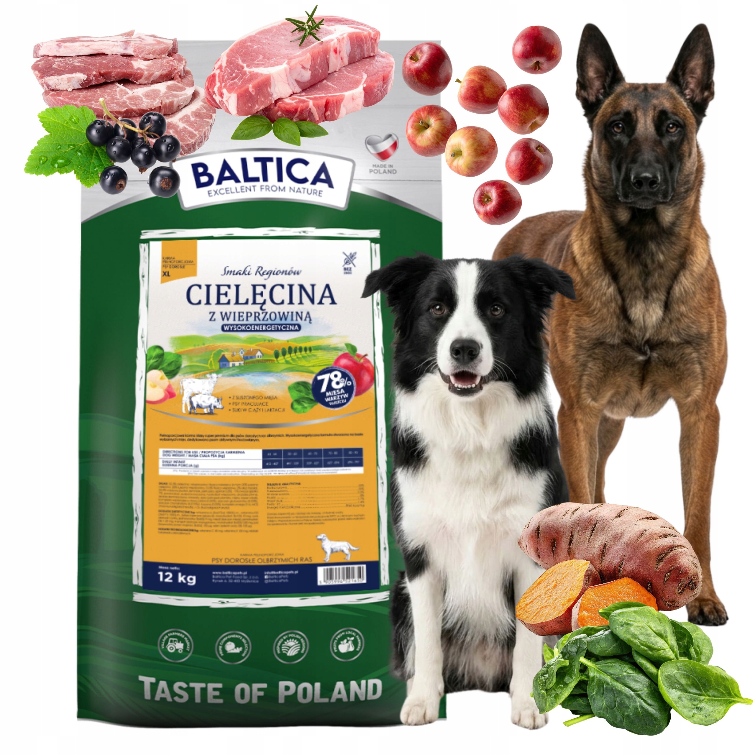 Levně Baltica Telecí S Vepřovým Masem Vysokoenergetická pro velké psy 12 kg