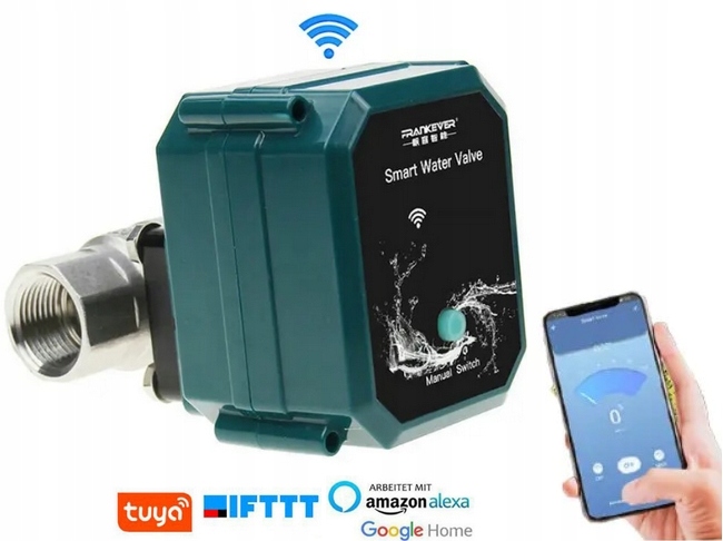 ELEKTROZAWÓR ZAWÓR BEZPIECZEŃSTWA KULOWY TUYA SMART WiFi GAZ WODA DN20 DN25