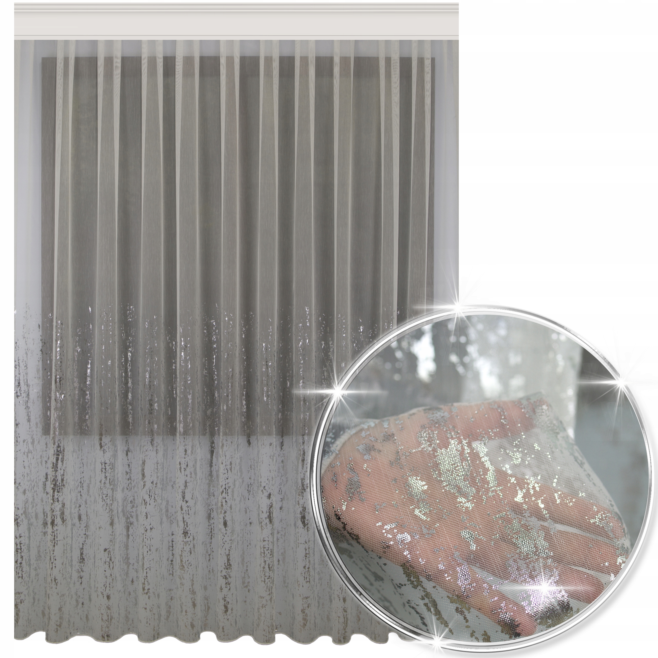 Hotová Záclona Markizeta Ecru S Potiskem A Olovnicí Na Pásku 700x260