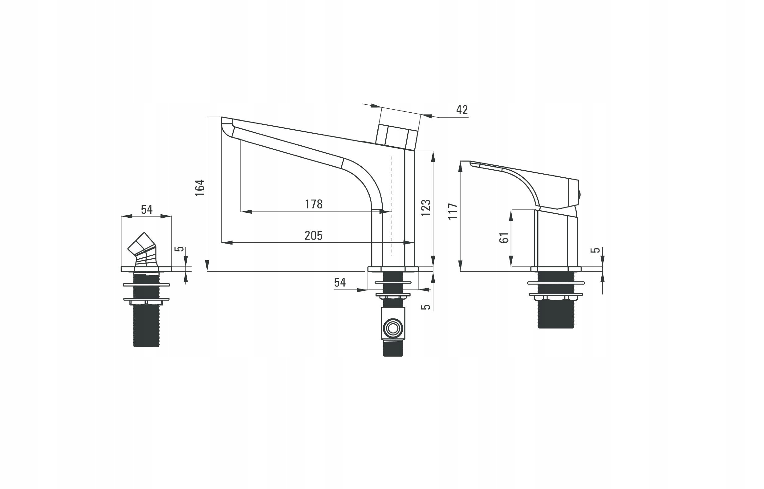 Bateria wannowa 3-otworowa biała ,hiacynt Marka Deante