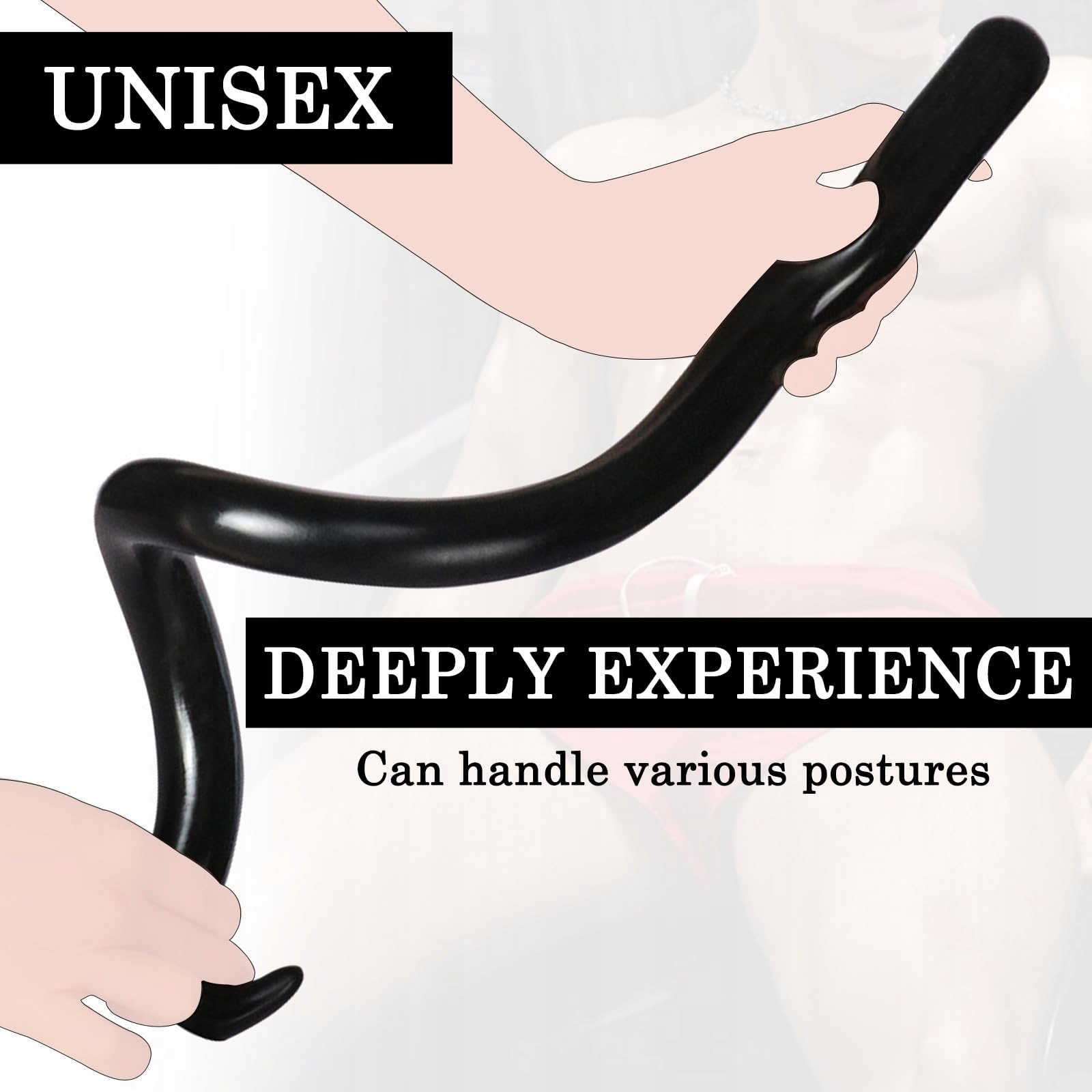 BDSMJOY Długi Analdildo 60 cm Czarny Plug Analny Dla Par Kobiet Mężczyzn — miniatura 7
