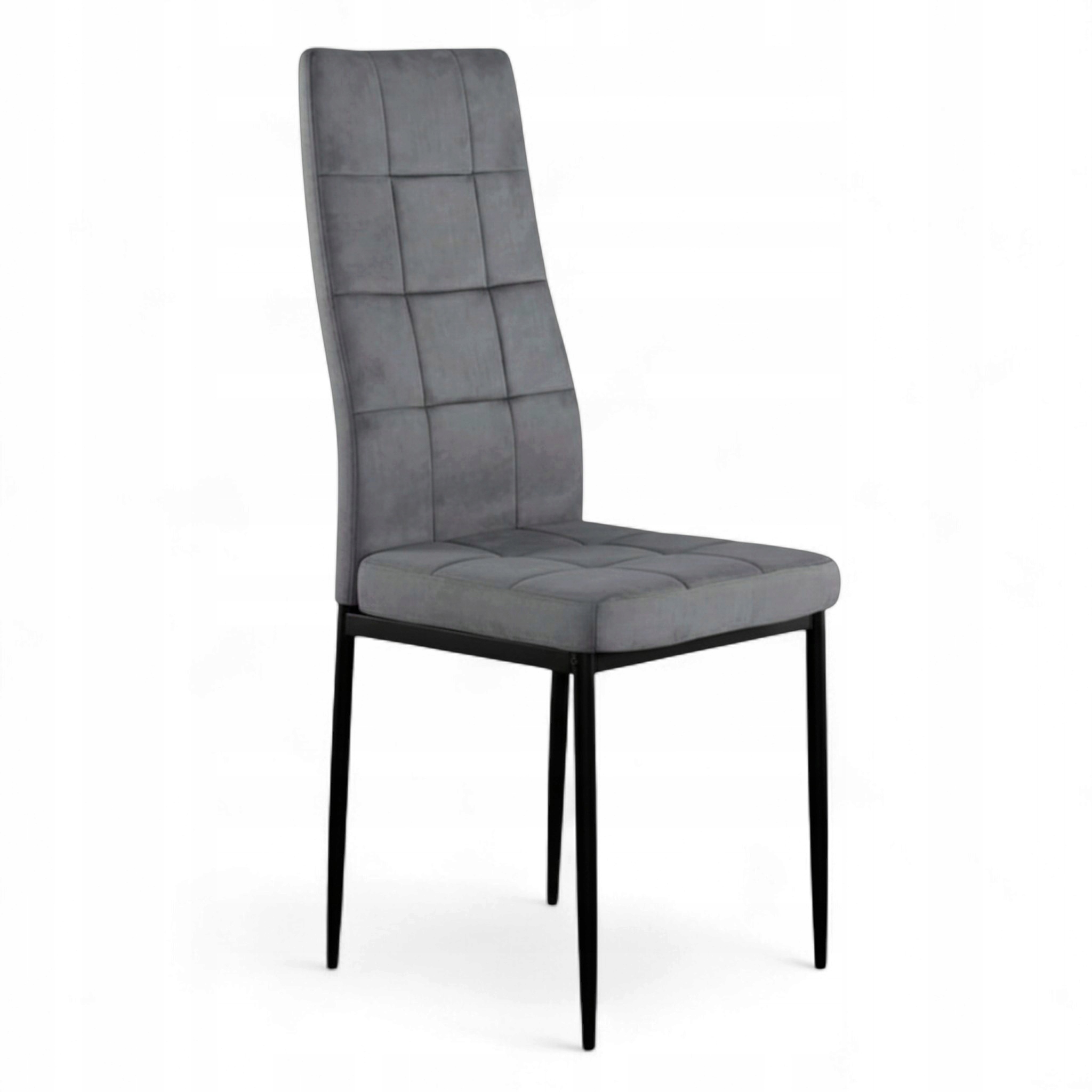 Krzesło Jadalniane Welurowe Szare Tapicerowane do Salonu Kuchenne Jadalni