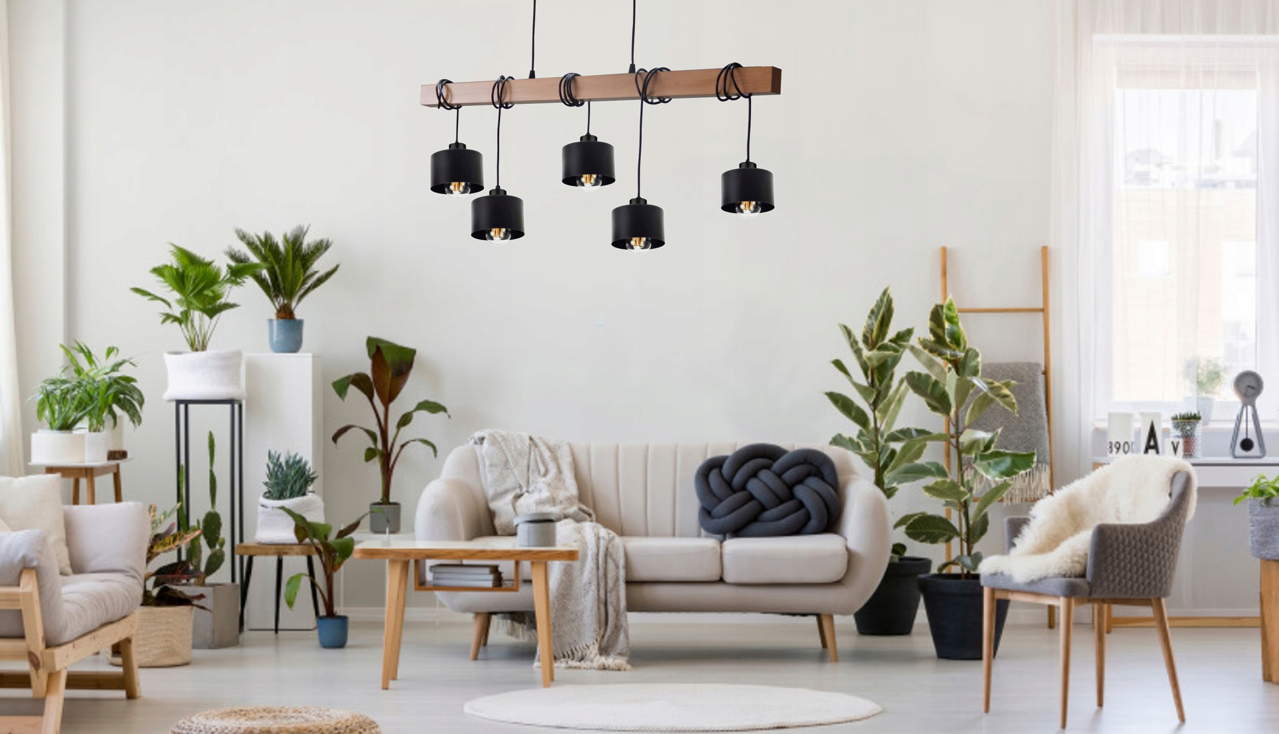 LAMPA WISZĄCA/SUFITOWA PLAFON ŻYRANDOL 015-5WL DREWNO LED LOFT STÓŁ SALON Kod producenta 025-5