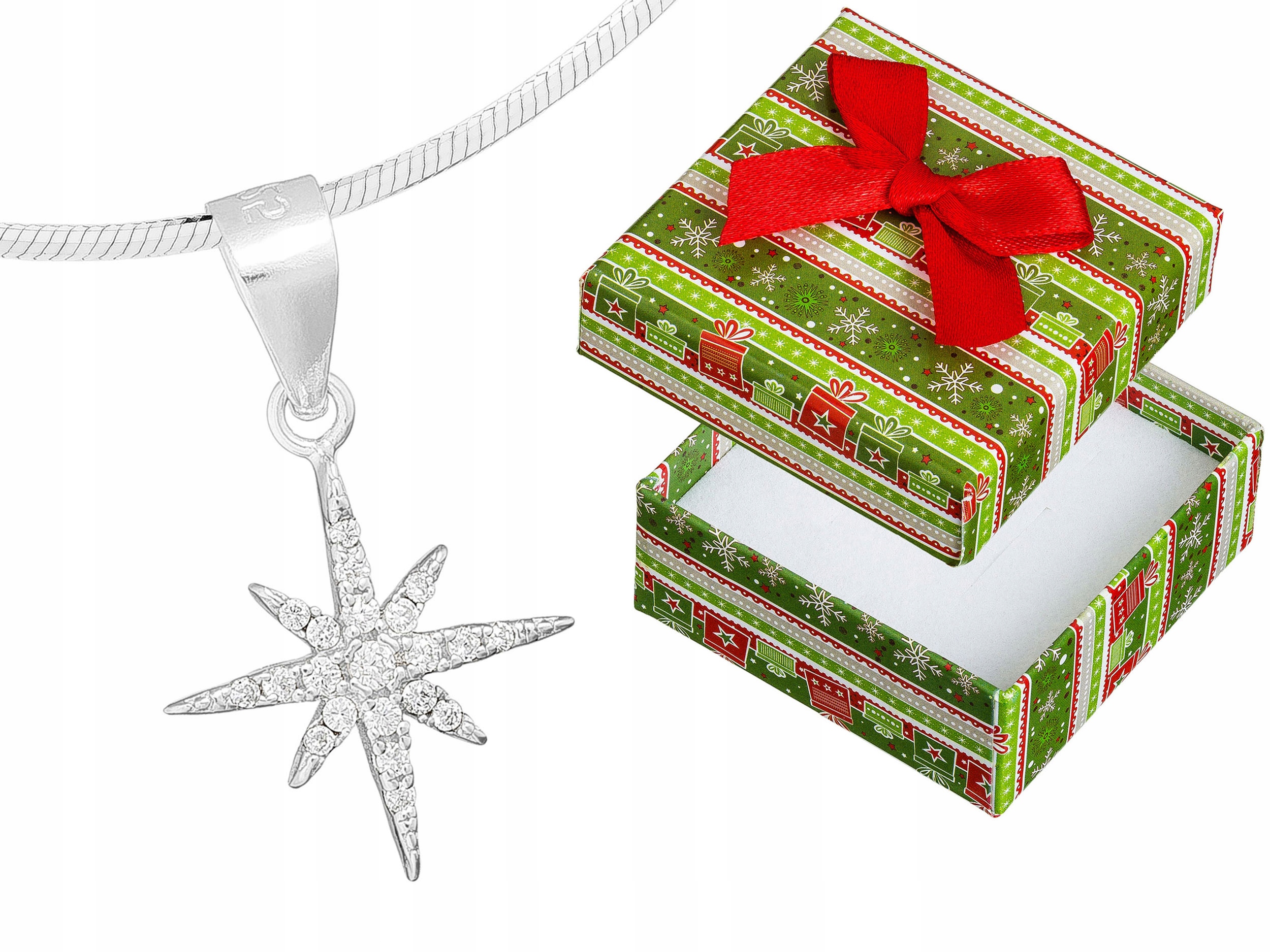 Dlouhý Stříbrný Dámský Náhrdelník Malá Hvězdička se Zirkony Ankier Stříbro 60