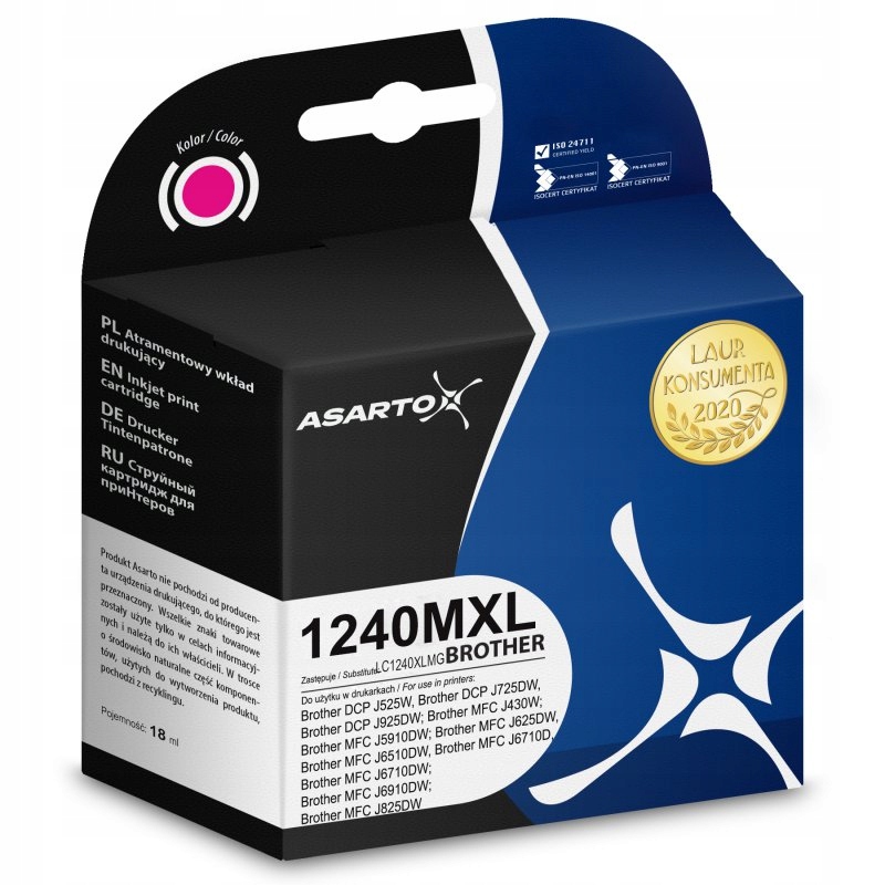 Tusz Asarto do Brother 1240MXL LC1240M 800 str J525W J725DW J925DW J5910