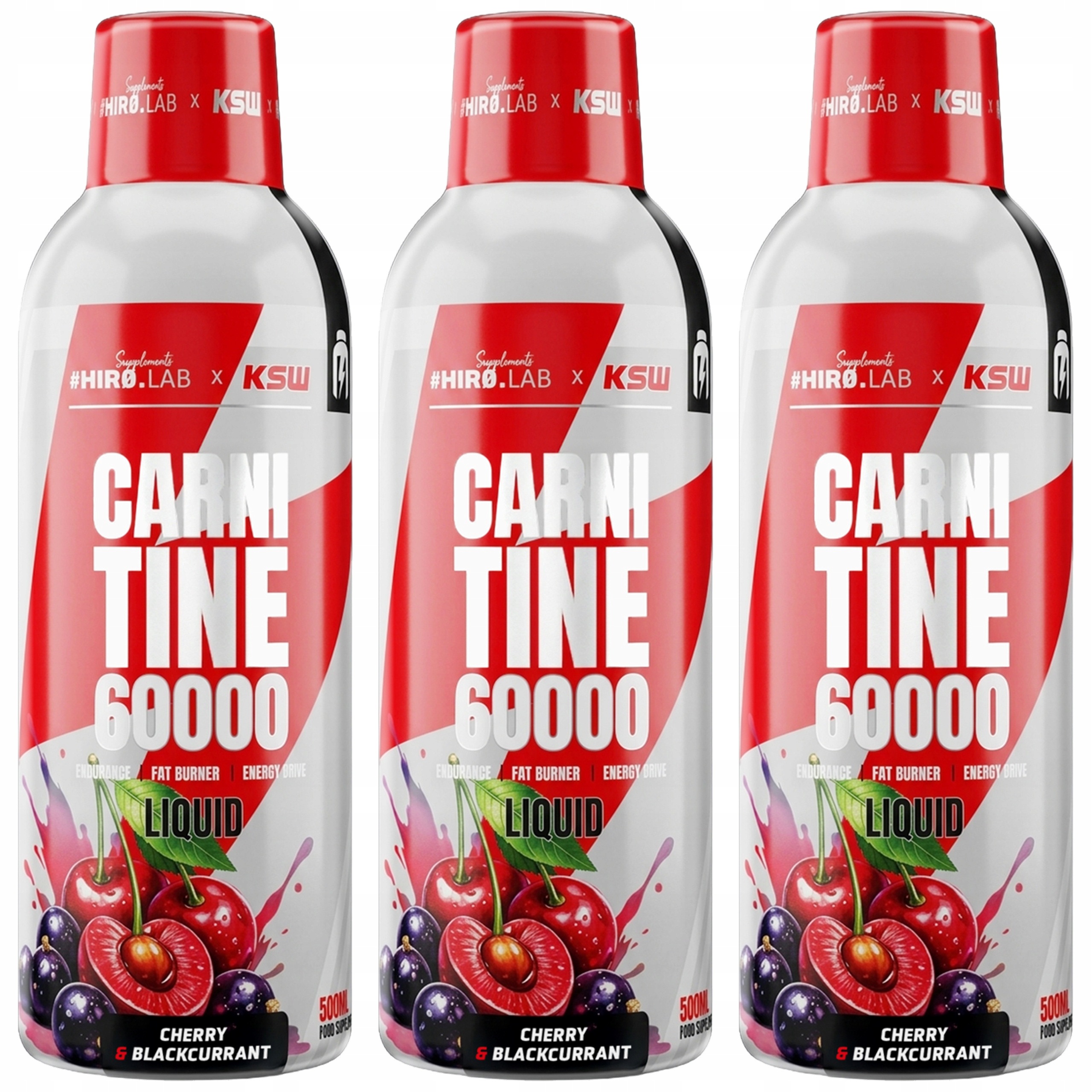 3x Carnitine 6000 500 ml Ksw L-karnitin Tekutina Višeň Rybíz Hubnutí H