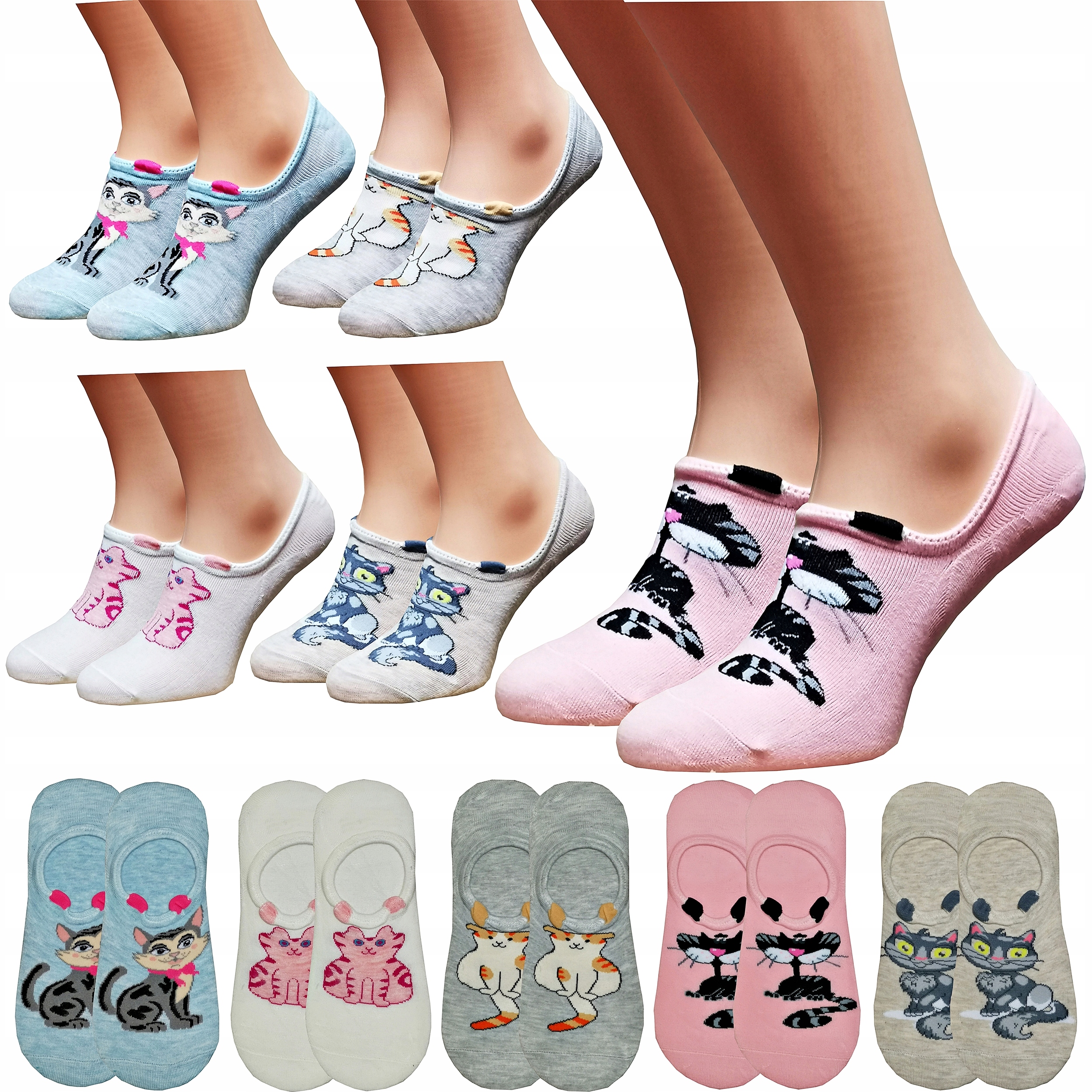 

Stopki Damskie Bawełniane Skarpetki Kolorowe Mix