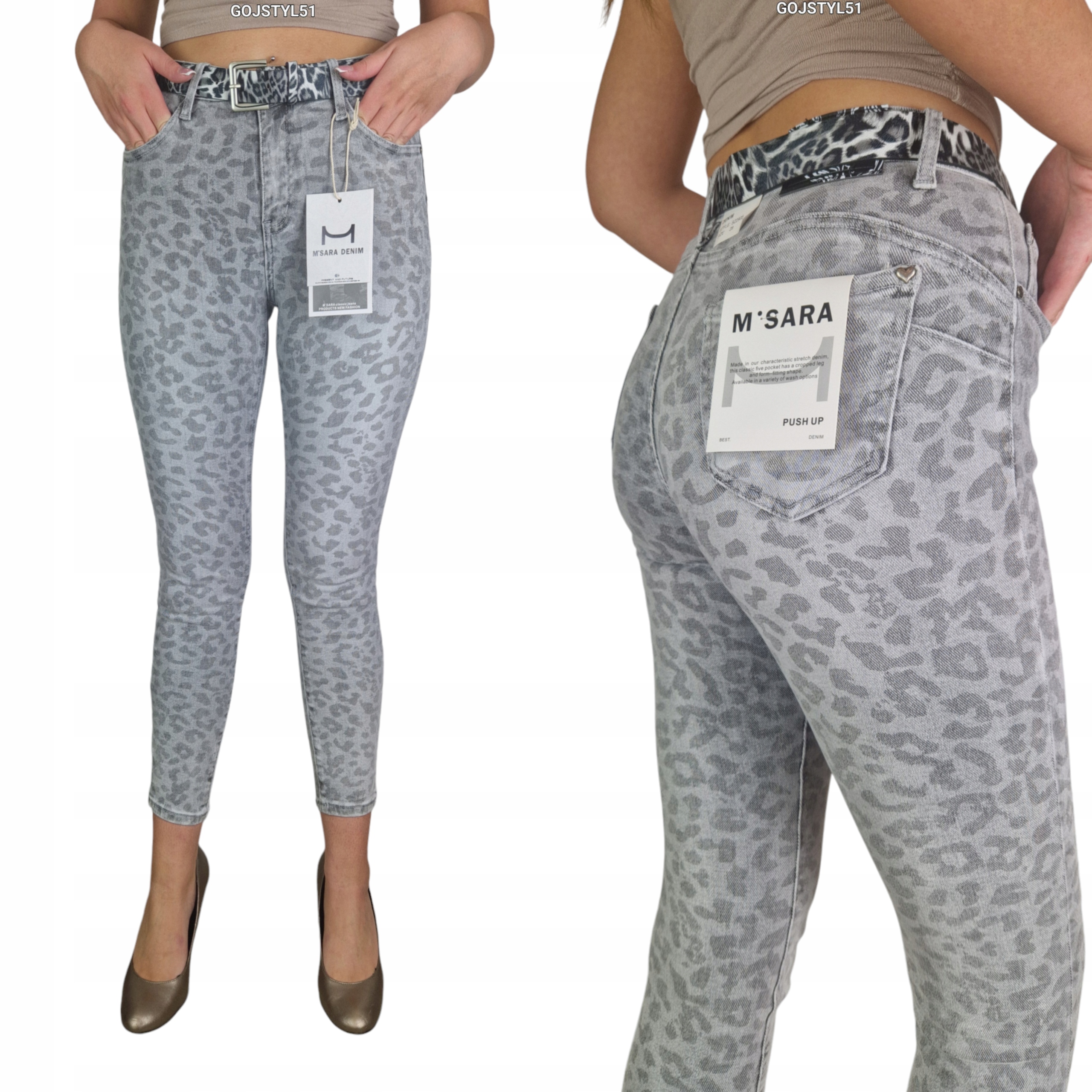 Dámské Kalhoty Klasické Trubky s leopardím vzorem Světlé