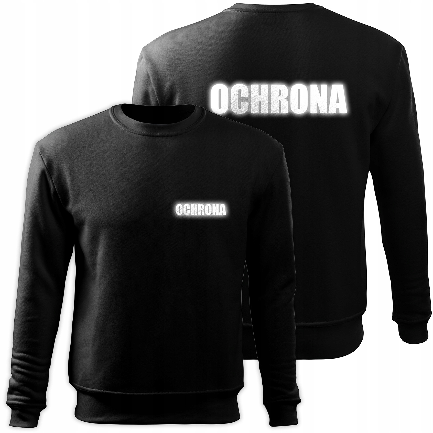 Bluza Ochrona czarna Odblaskowy Napis dla ochroniarza Premium Jakość XL
