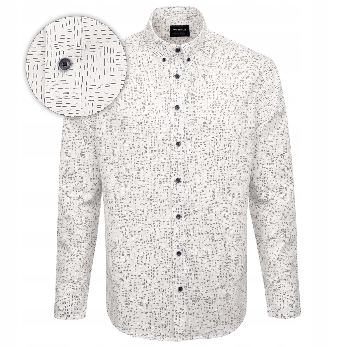 Pánská košile s dlouhým rukávem, bílá s Slim Fit vzorem Pako Jeans