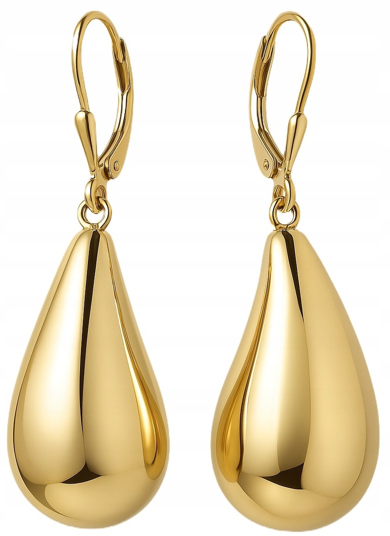 Stříbrné náušnice pozlacené závěsné kapky slzy anglické stříbro o ryzosti 925