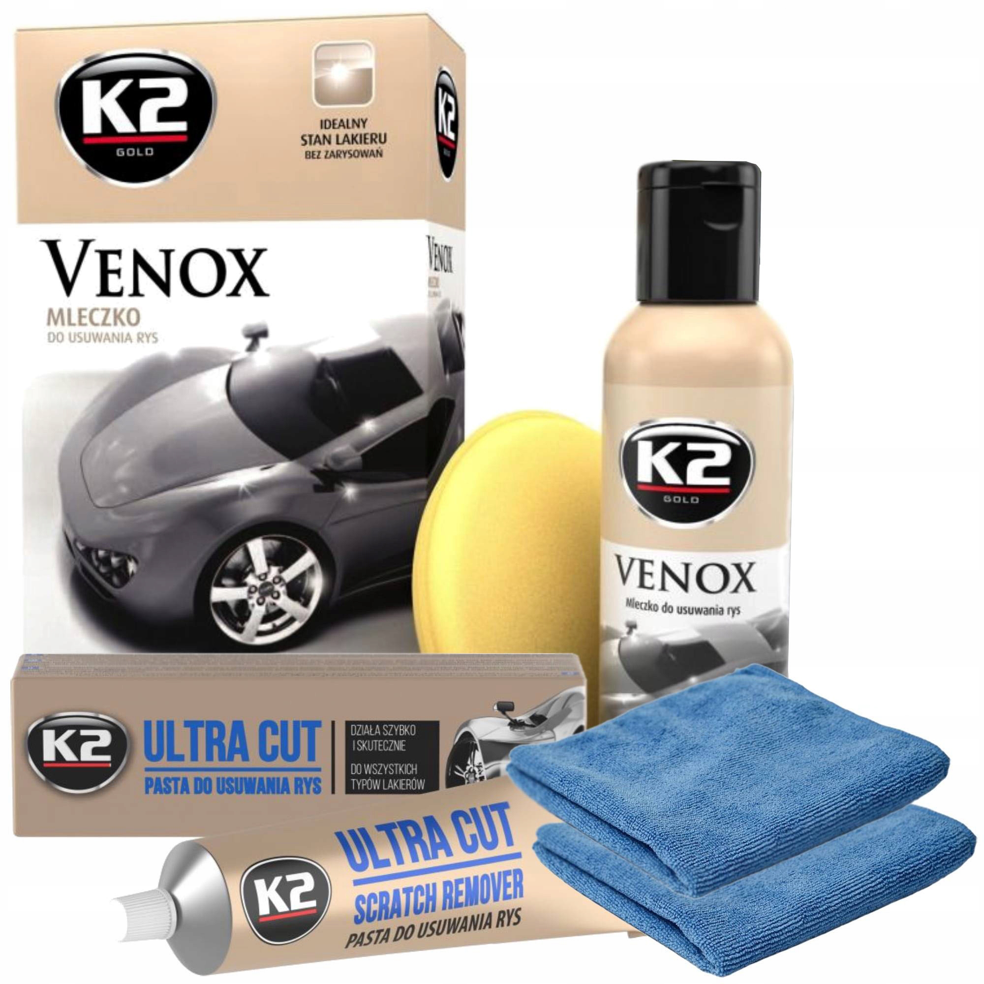 K2 ZESTAW DO USUWANIA RYS ZARYSOWAŃ LAKIERU PASTA