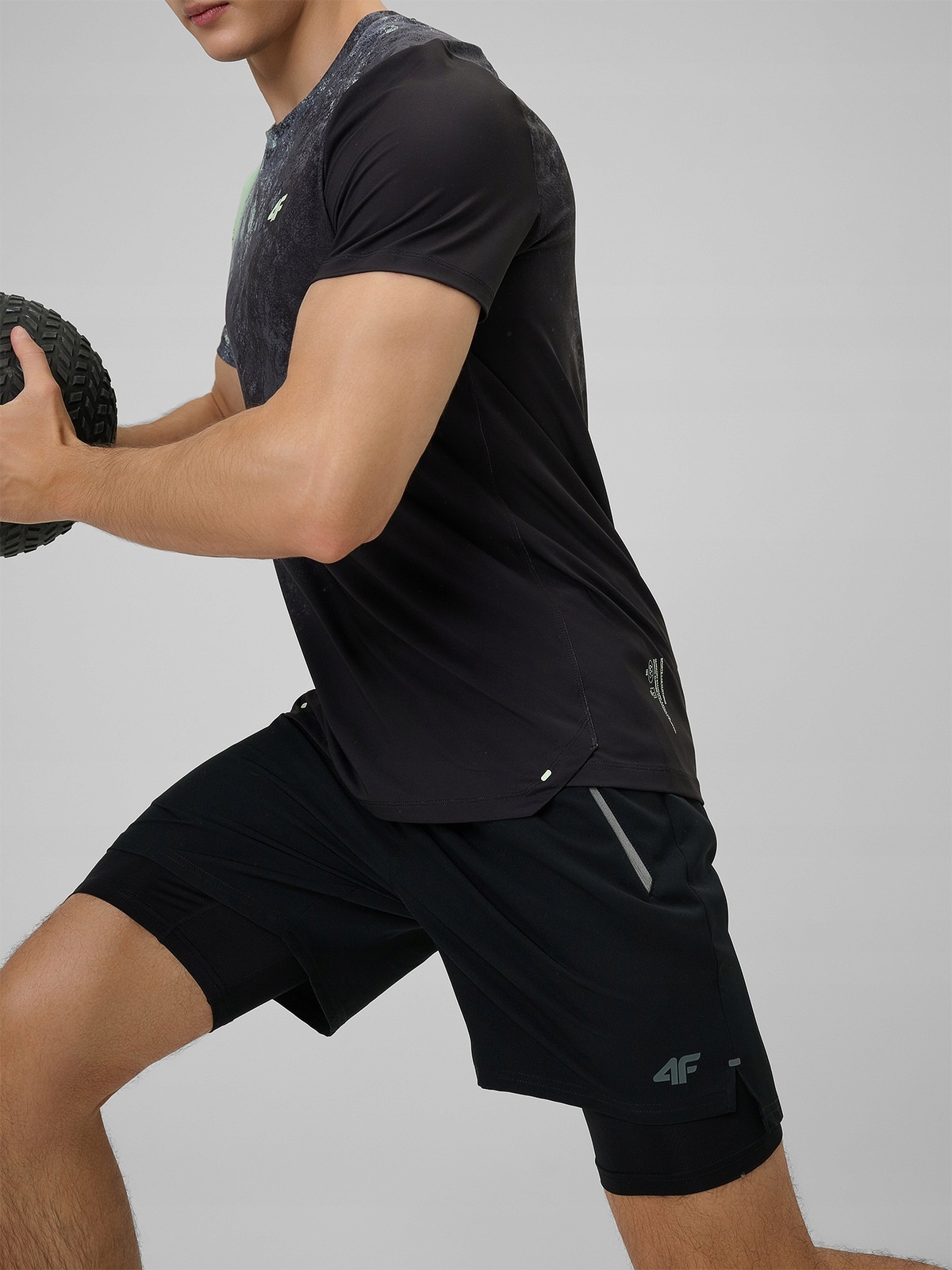 4F Kraťasy Kraťasy 2V1 Pánské Černé Rychleschnoucí S