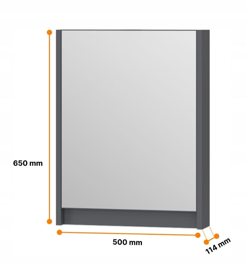 Skriňa kúpeľňová závesná skrinka so zrkadlom 50 cm antracit matná Omeble