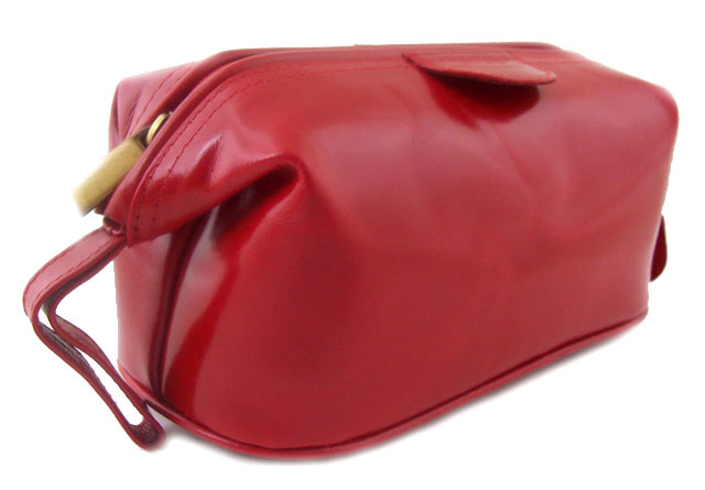 Kosmetyczka damska, ze skóry naturalnej, saszetka K-439 Czerwony