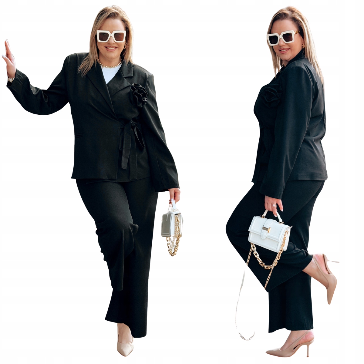 Garnitur Plus Size Wesele Duże Rozmiary Damski Cavaricci Czarny