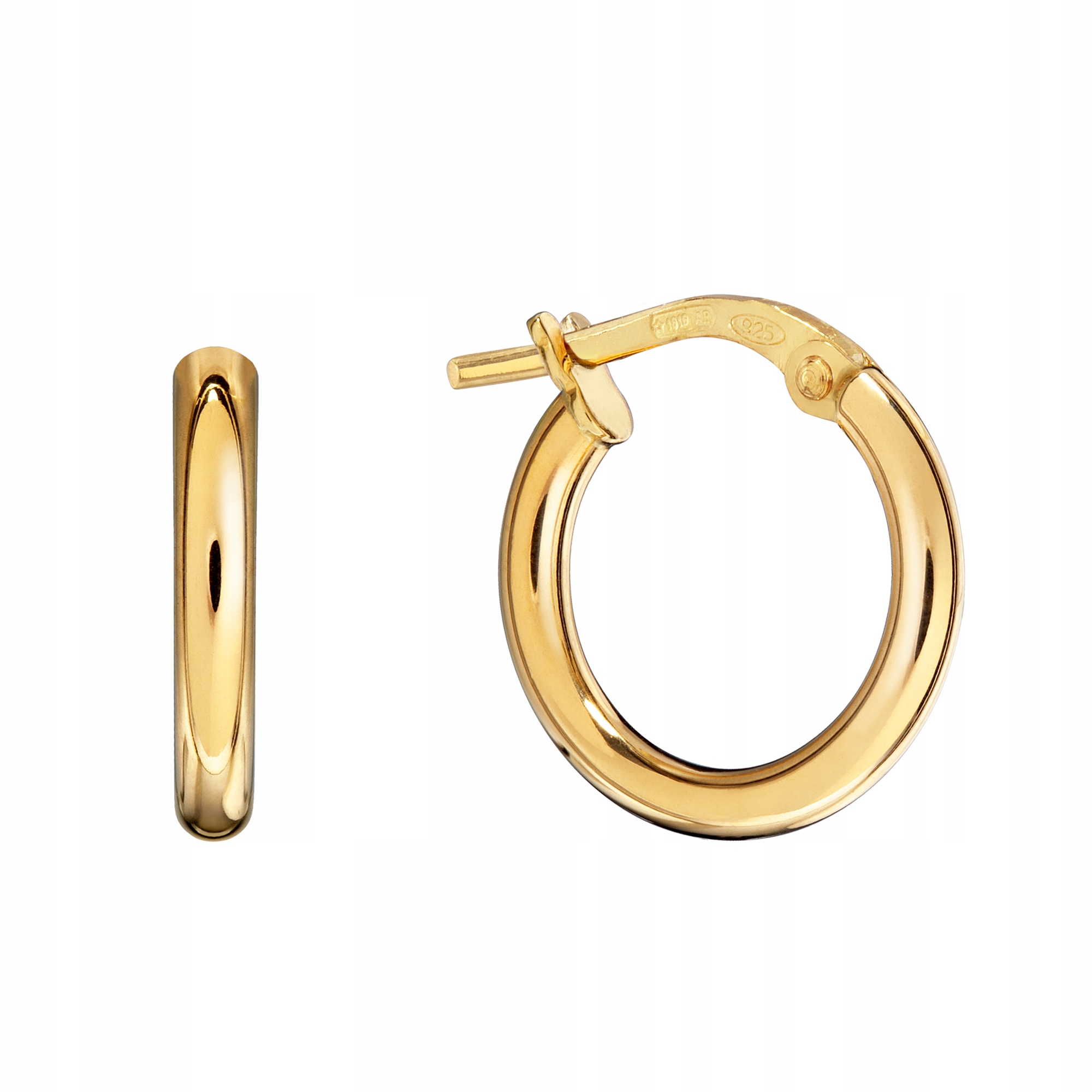 Kolczyki Pozłacane Koła Gładkie Klasyczne 1,4cm Srebro 925 Sadva