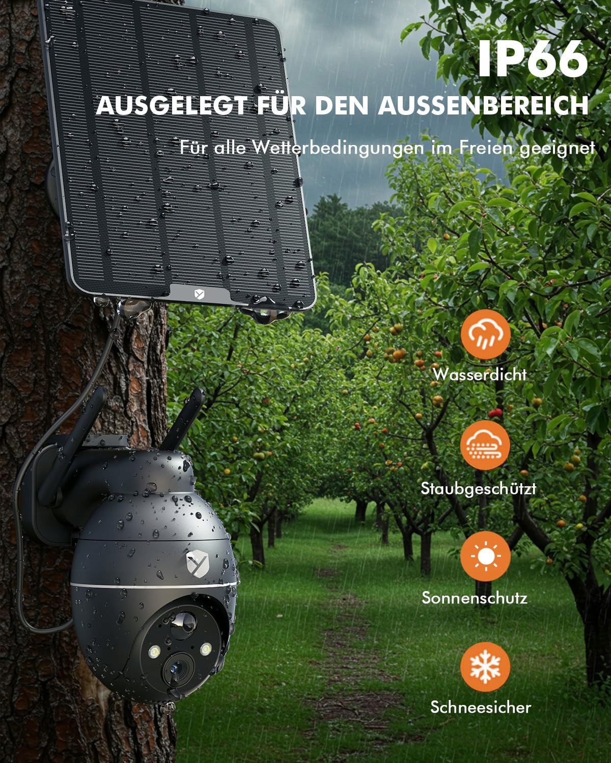 YESKANO Kamera Zewnętrzna 4G LTE z SIM i Solarnym Panelem 360° 2K 3MP — miniatura 8