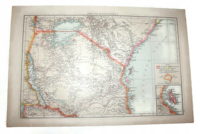 MAPA AFRYKA WSCHODNIA KENIA ZANZIBAR Leipzig 1893