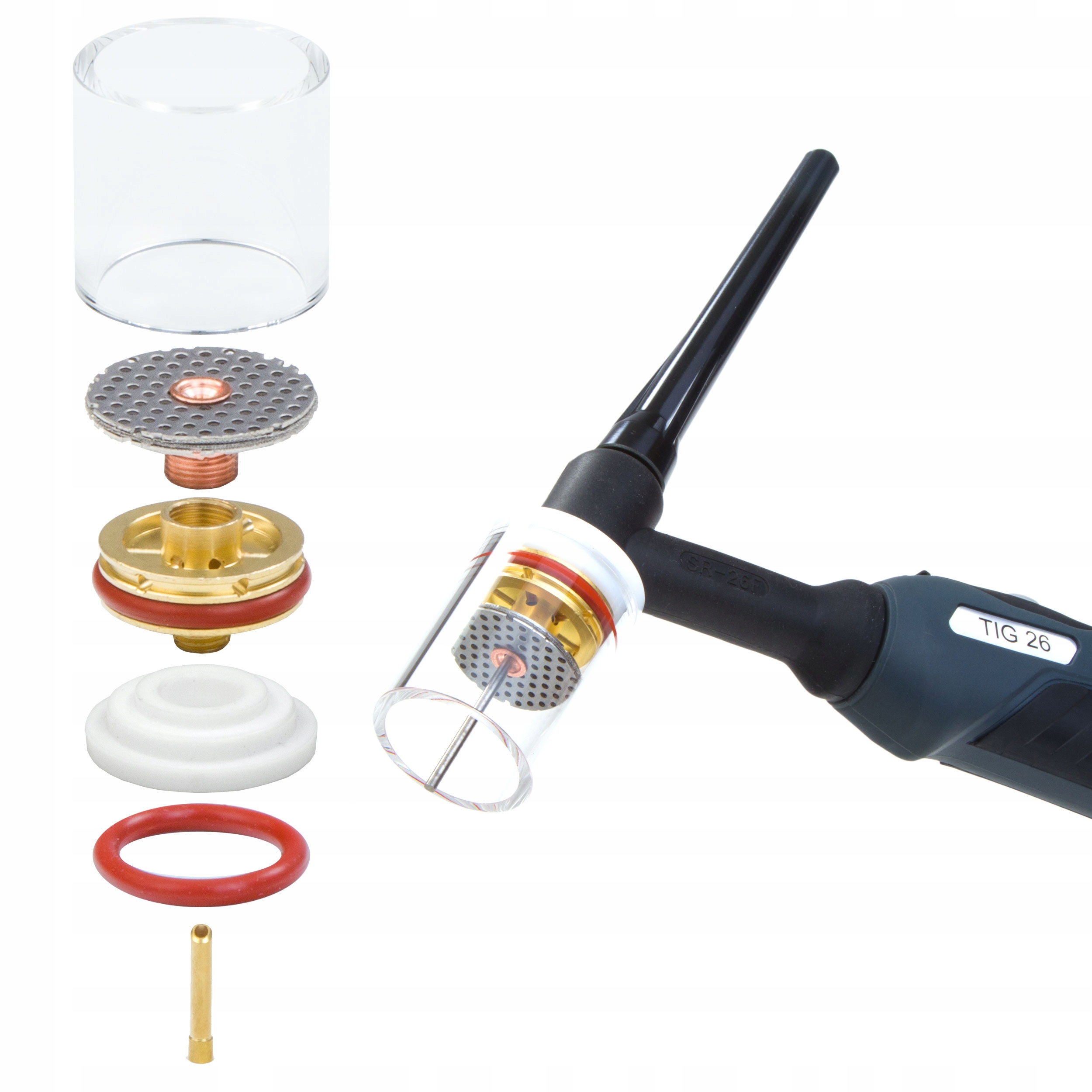 Sada Tig Quartz LD Plynová čočka Skleněná 1,0 mm