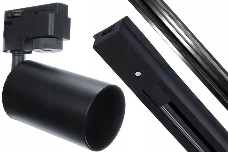 OŚWIETLENIE LED SZYNOWE REFLEKTOR NA SZYNIE 4x LAMPA GU10 LED + LISTWA 2m Kolor czarny