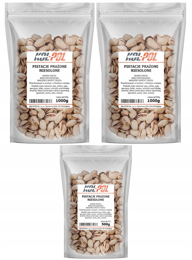 Levně Pistácie Pražené Nesolené 2,5kg Přírodní bez soli vysoká kvalita Kol-Pol