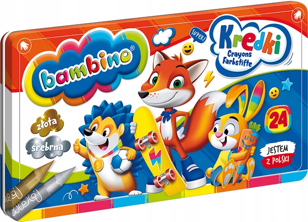 KREDKI ŚWIECOWE BAMBINO 24 KOL. METALOWE PUDEŁKO Marka Bambino