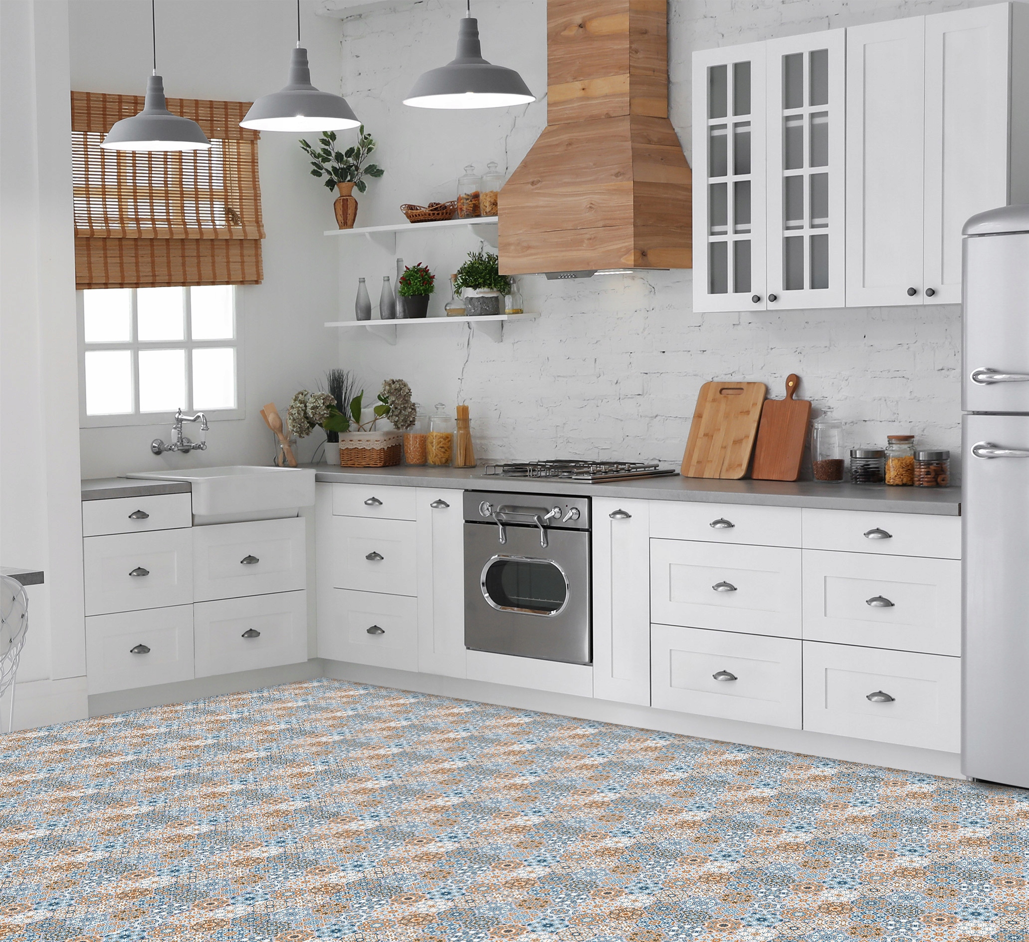 KAFELKI PCV 20x20 cm KOLOROWA MANDALA MOZAIKA Kolekcja PREMIUM