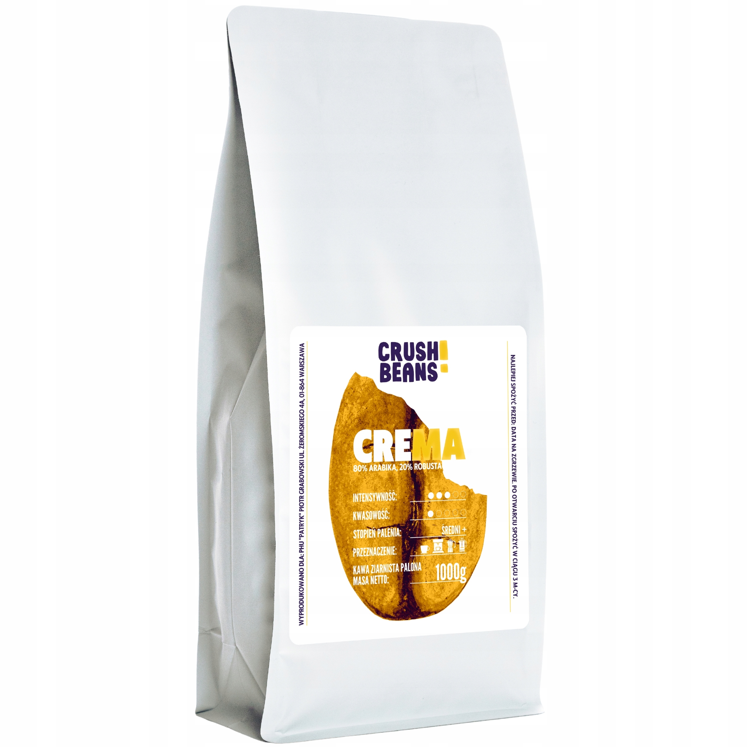 Levně Mletá káva 1 kg Crema Crush Beans čerstvě pražená