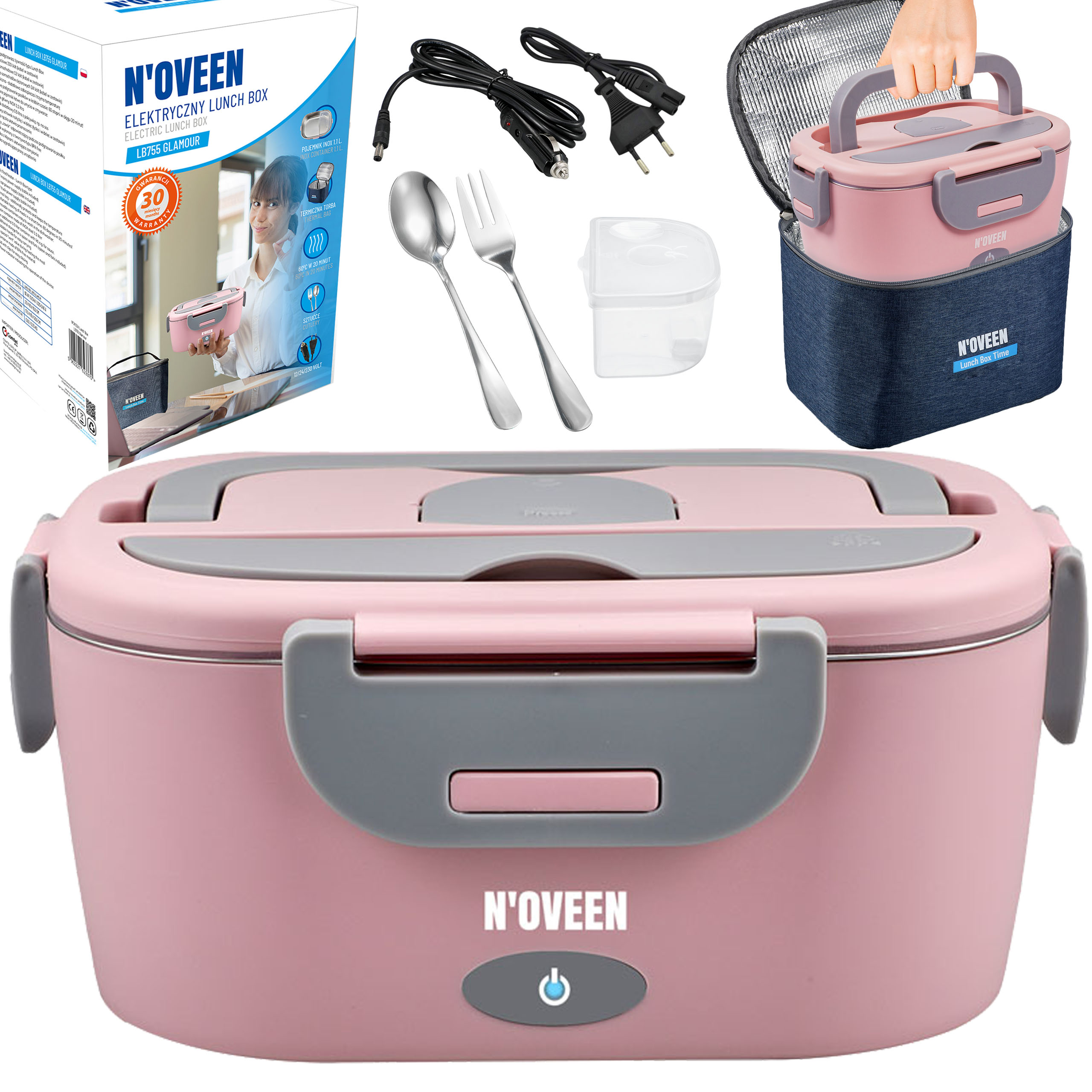 Elektryczny Lunch Box Podgrzewacz Termos Obiadowy Torba Do Auta 230/12/24V