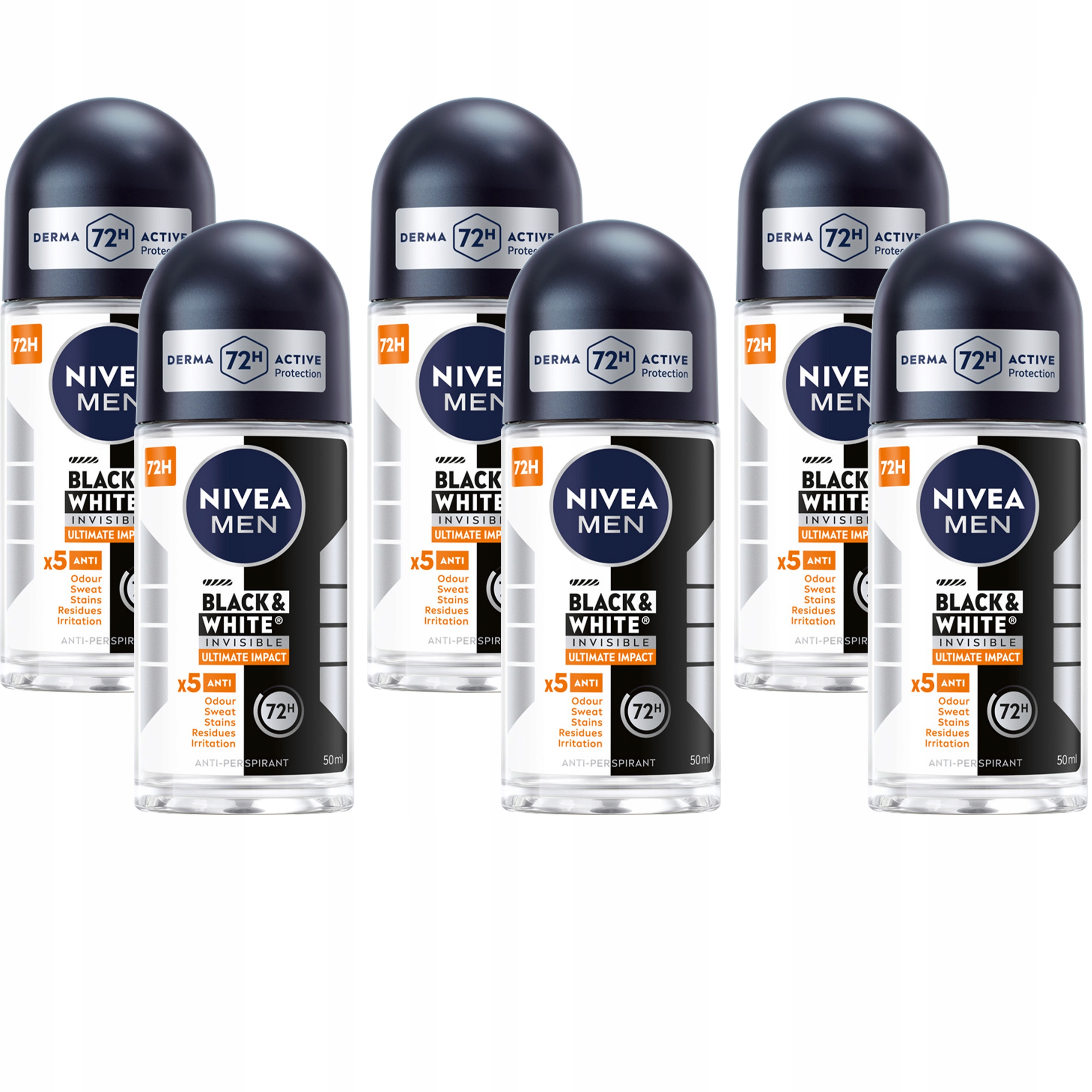 Nivea Pánský antiperspirant Black&White 6x50 ml