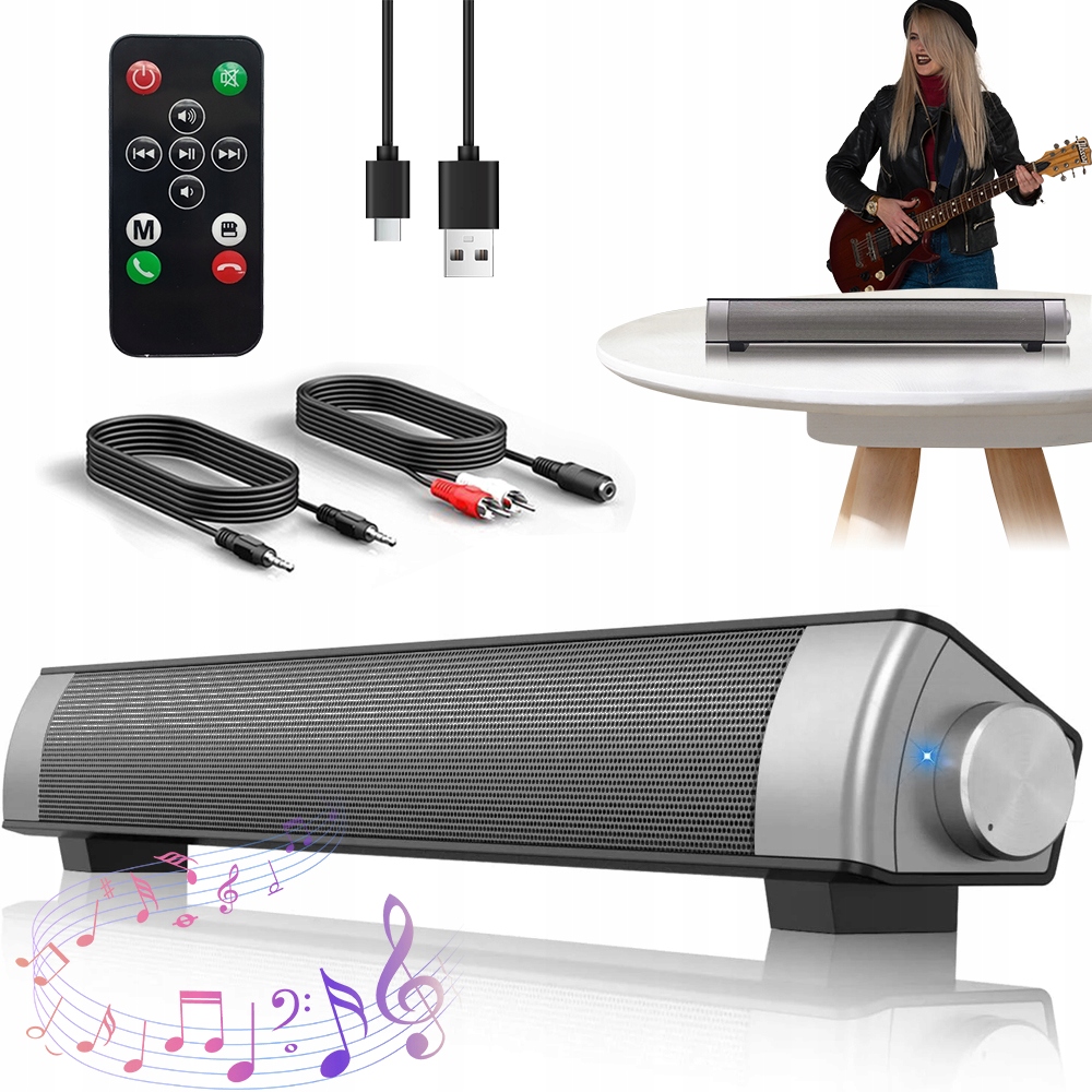Mini Głośnik Soundbar Bluetooth Z Pilotem Do Domu Akademika I Samochodu